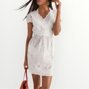 Cabi Women Dress White Eyelet Dress White Lace Short Sleeve swimsuit cover up